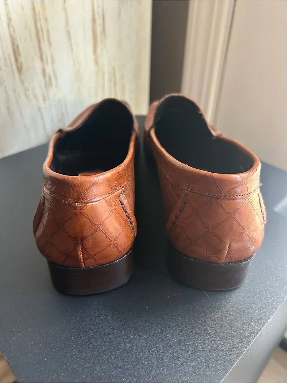 Womens Leather Slip-On Loafers in Tan